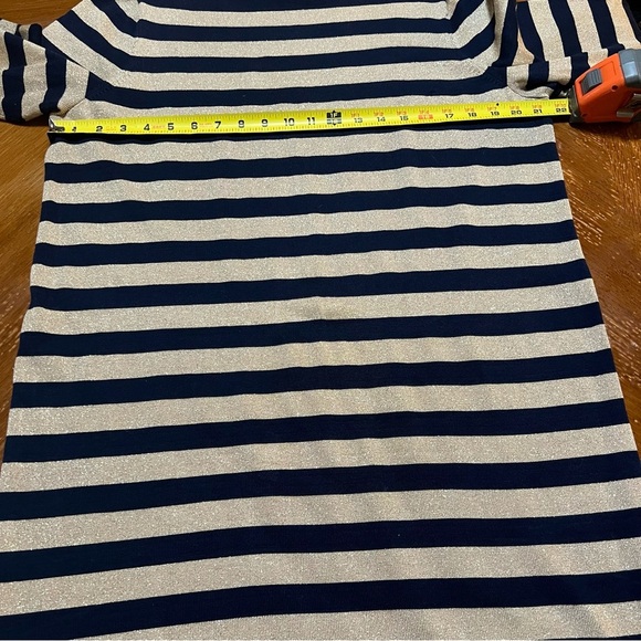 Ralph Lauren Navy & Gold Striped Knee Length Dress Size XL Preppy Party Holiday - Picture 8 of 9